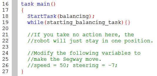 how to program an nxt segway program